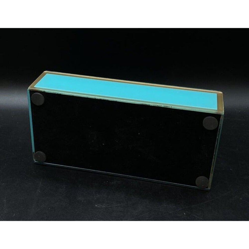 Jewelry Case Teal With Gold Feather Storage Box Black Velvet Lined Box - Picture 7 of 9